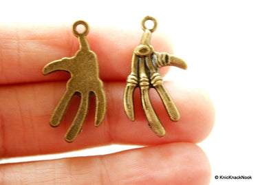2 x Antique Bronze Bird Claws Charms
